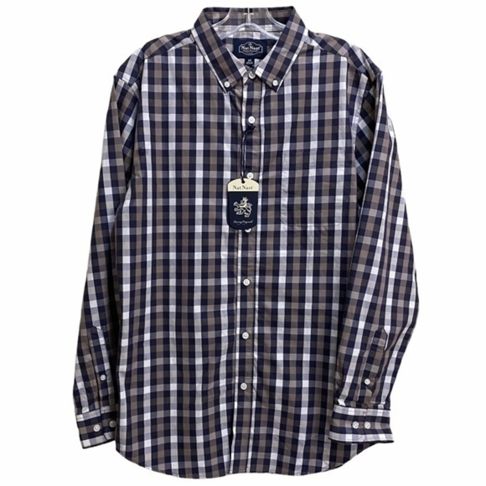 Nat Nast Button Down Plaid Shirt Medium NWT